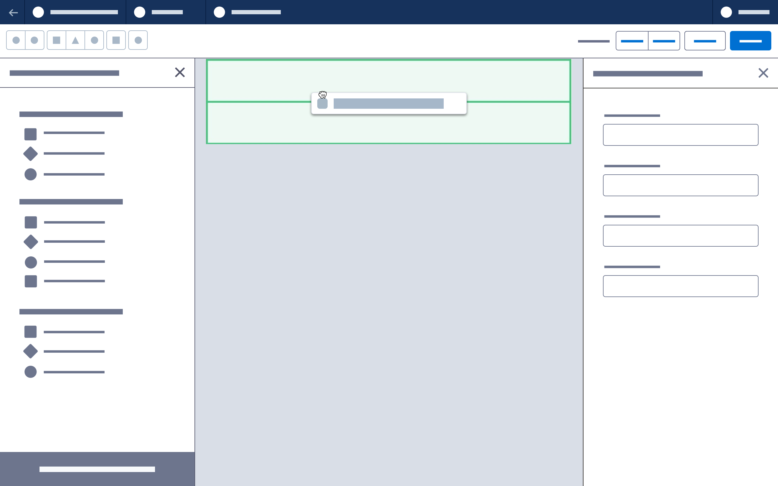 Drag and drop method for adding a component to the canvas