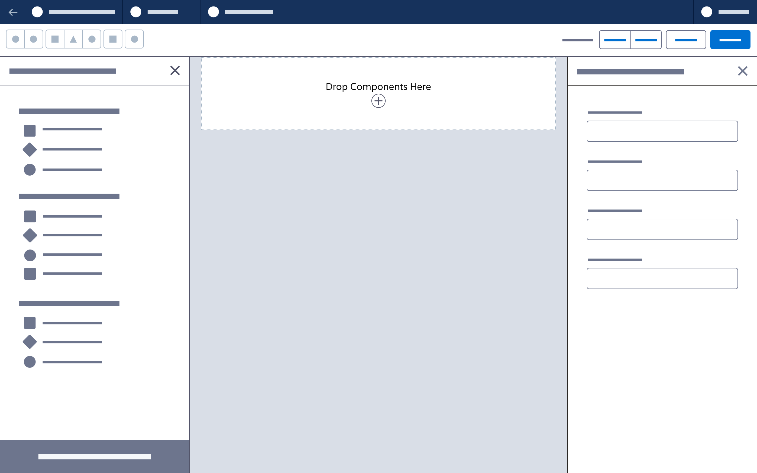 A wireframe showing a click to create insertion point or node in an empty column