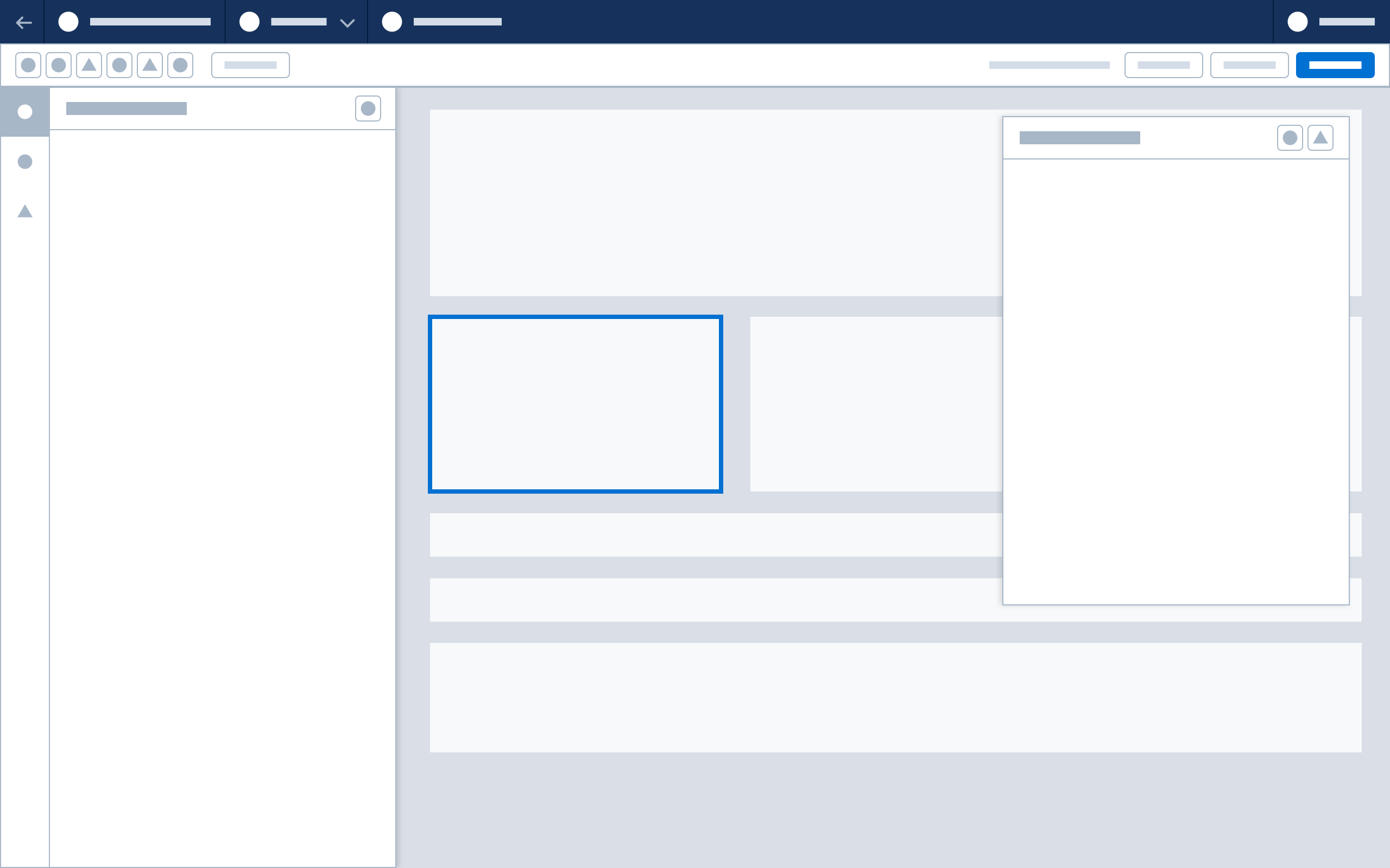 A wireframe showing a flexible panel configuration