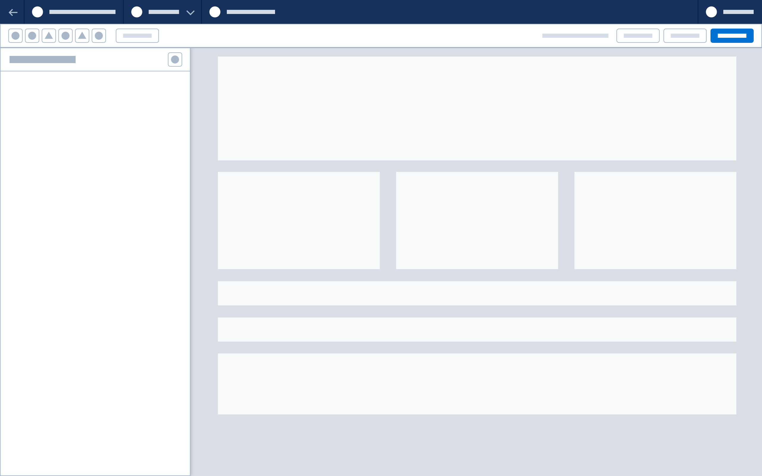 A wireframe showing panel drawer behavior.