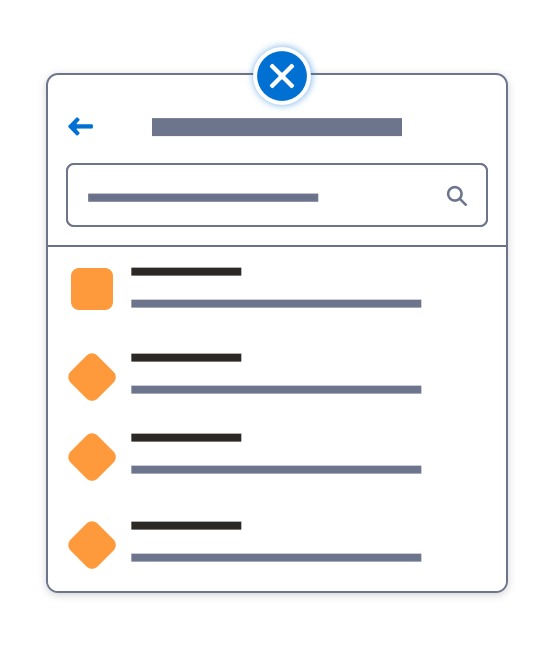 Wireframe showing a Click to Create drill-in.