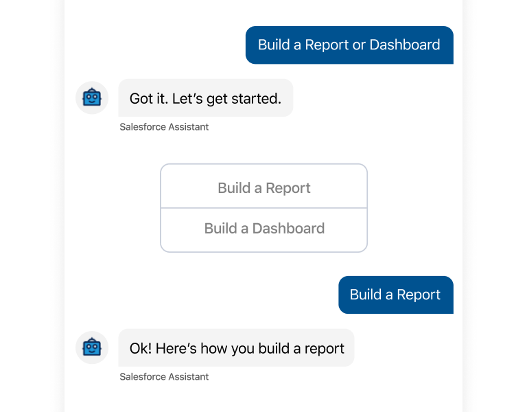 Example of discourse markers used in the Salesforce Easy Bot.