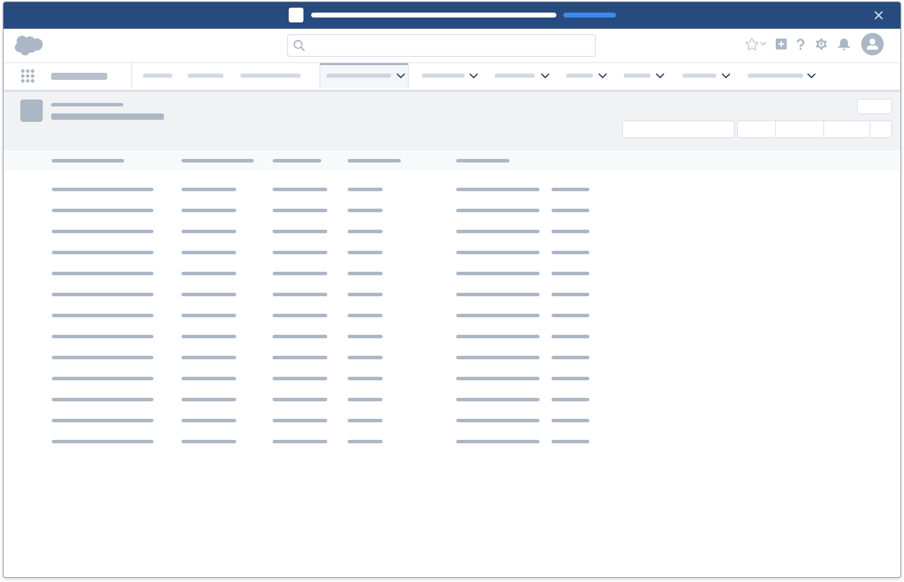 A wireframe showing an example of an alert banner positioned at the top of the page, above the header.