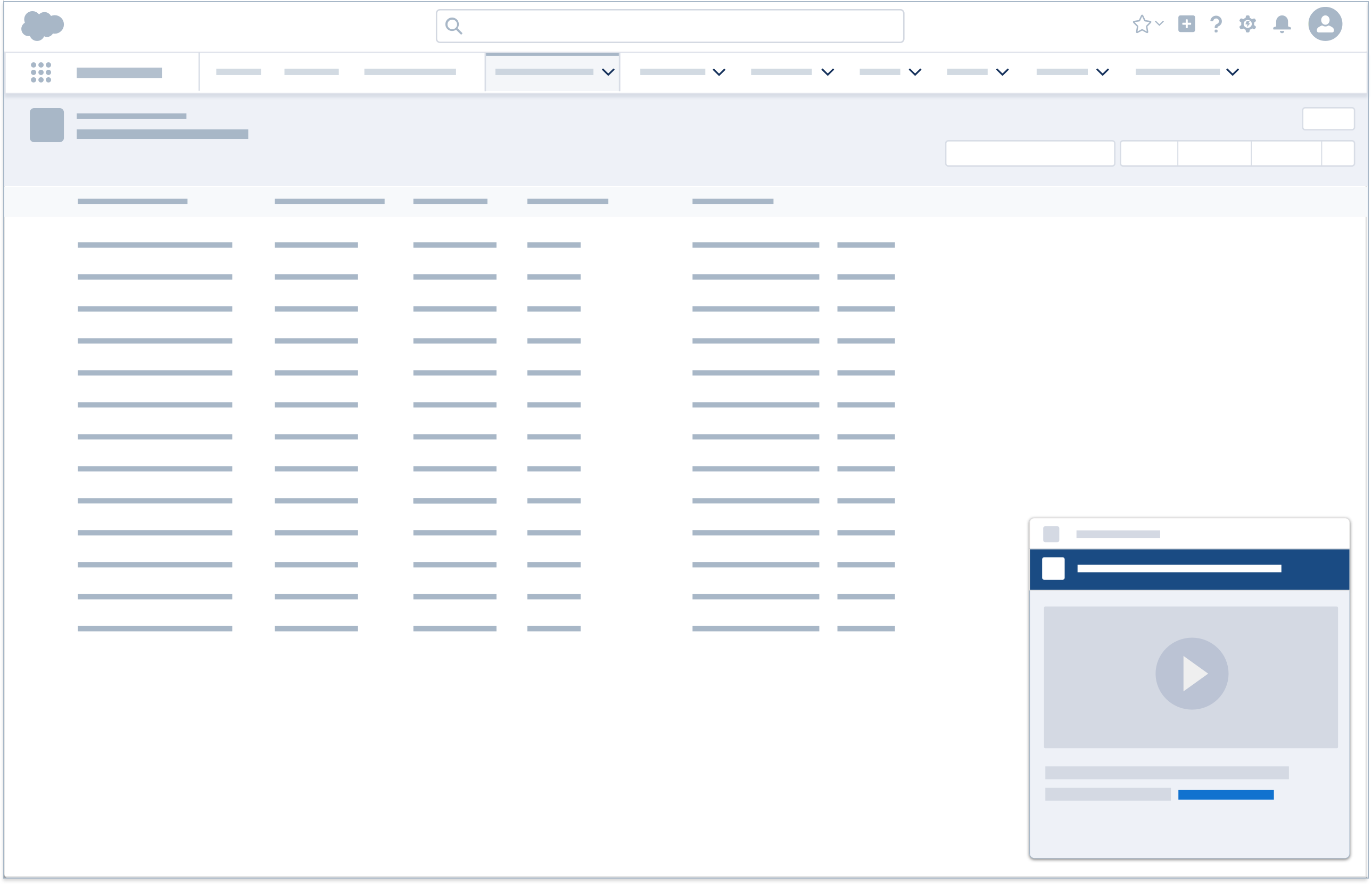 A wireframe showing a docked composer with a video embedded.