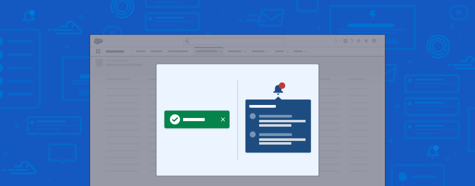 A wireframe showing an example of interface feedback on the left, and an example of a notification on the right.