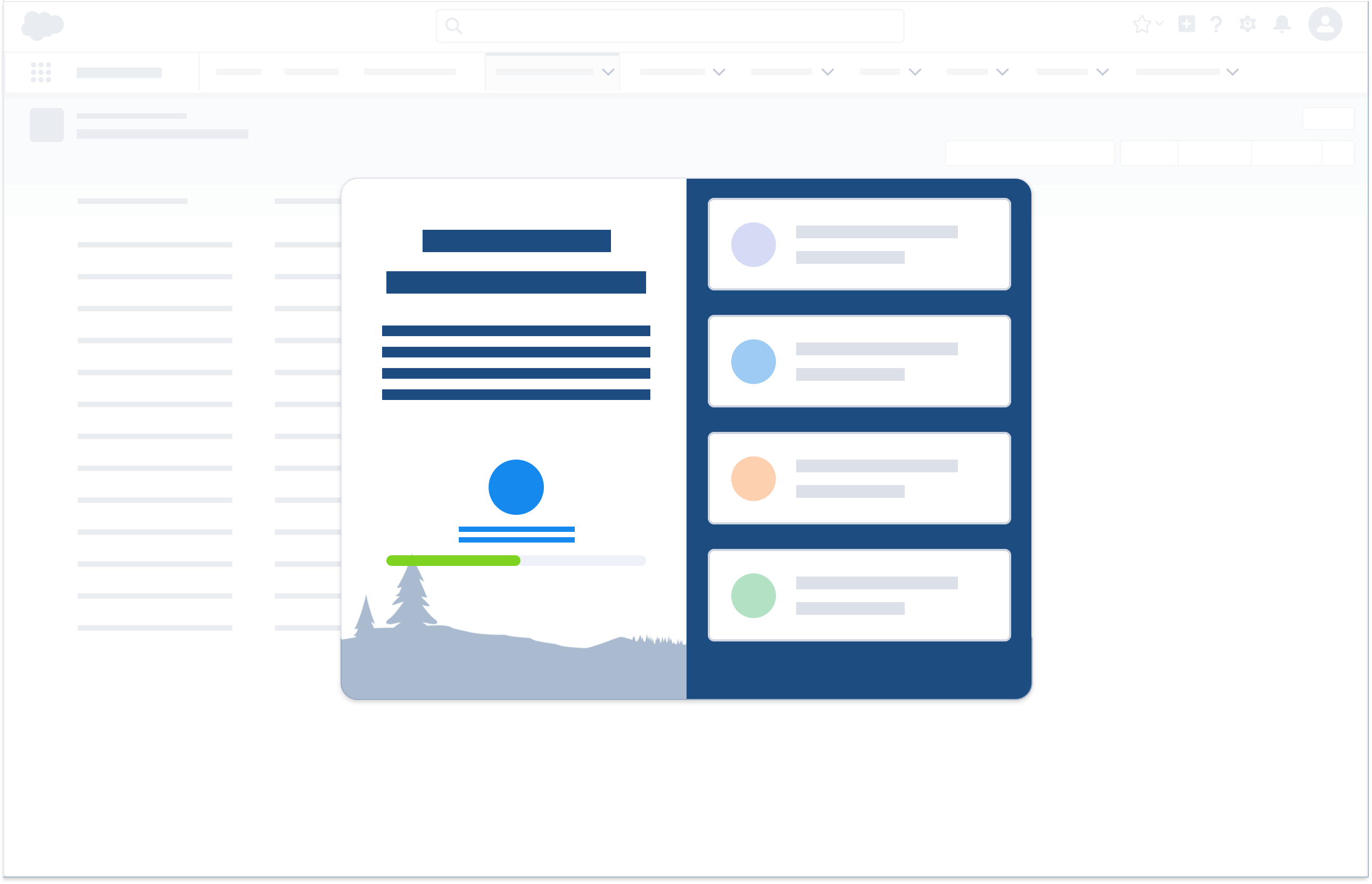 A wireframe showing an example of a welcome mat. The welcome mat is centered on the page.